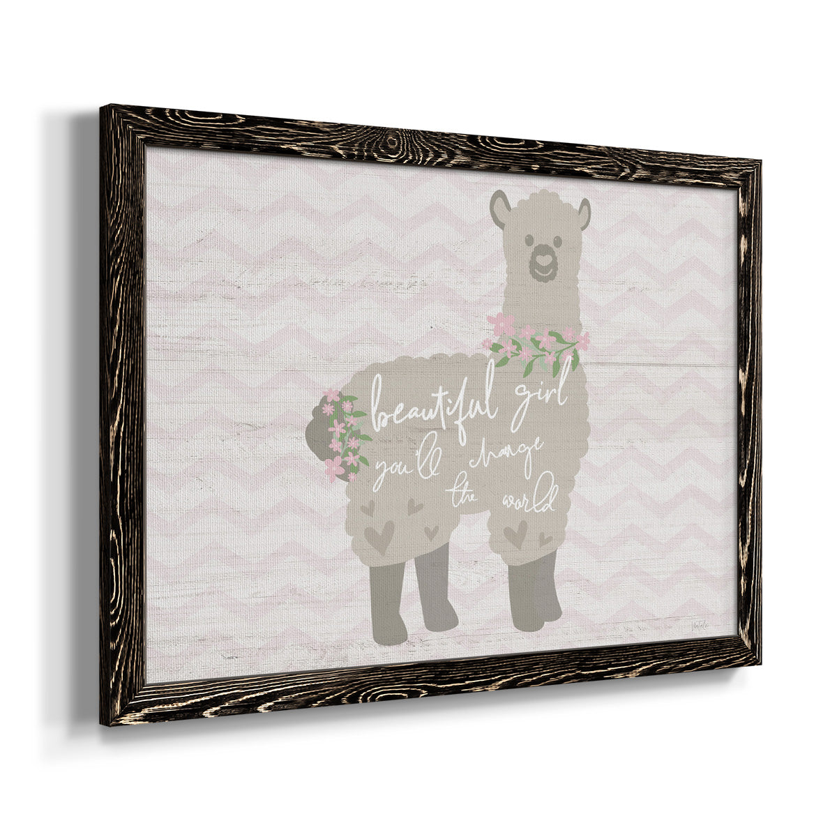 Floral Llama-Premium Framed Canvas - Ready to Hang