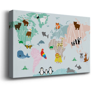 Animal Map Premium Gallery Wrapped Canvas - Ready to Hang