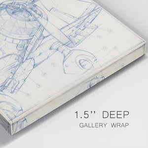 Airplane Mechanical Sketch I-Premium Gallery Wrapped Canvas - Ready to Hang