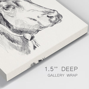 Holstein Portrait Sketch I-Premium Gallery Wrapped Canvas - Ready to Hang