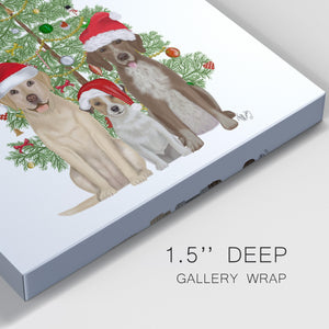 Christmas Des - Dog Trio Christmas Tree-Premium Gallery Wrapped Canvas - Ready to Hang