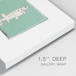 Block Print Fish IV-Premium Gallery Wrapped Canvas - Ready to Hang