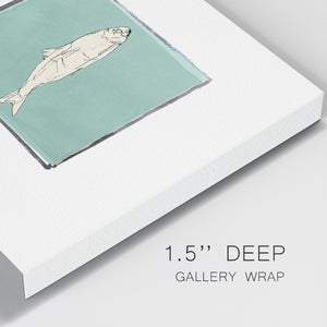 Block Print Fish II-Premium Gallery Wrapped Canvas - Ready to Hang