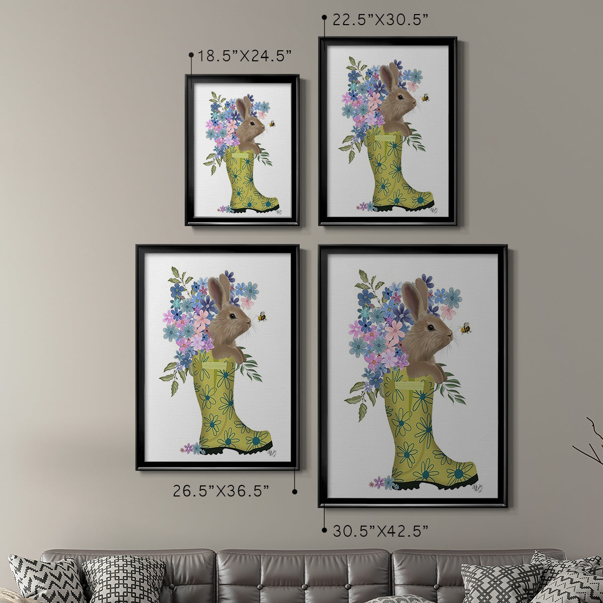 Welly Bunny And Bee Premium Framed Print - Ready to Hang