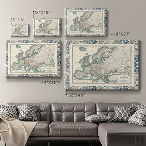 Bordered Map of Europe Premium Gallery Wrapped Canvas - Ready to Hang