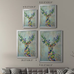 Fantastic Florals Deer, Portrait Premium Framed Print - Ready to Hang