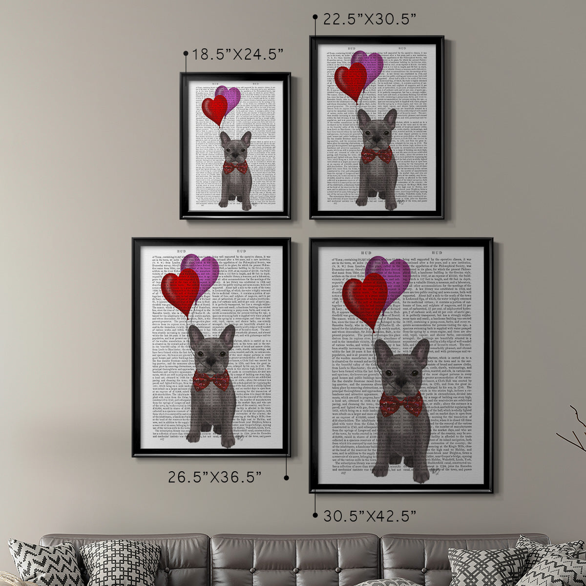 French Bulldog and Balloons Premium Framed Print - Ready to Hang