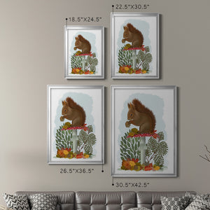 Red Squirrel On Mushroom Premium Framed Print - Ready to Hang