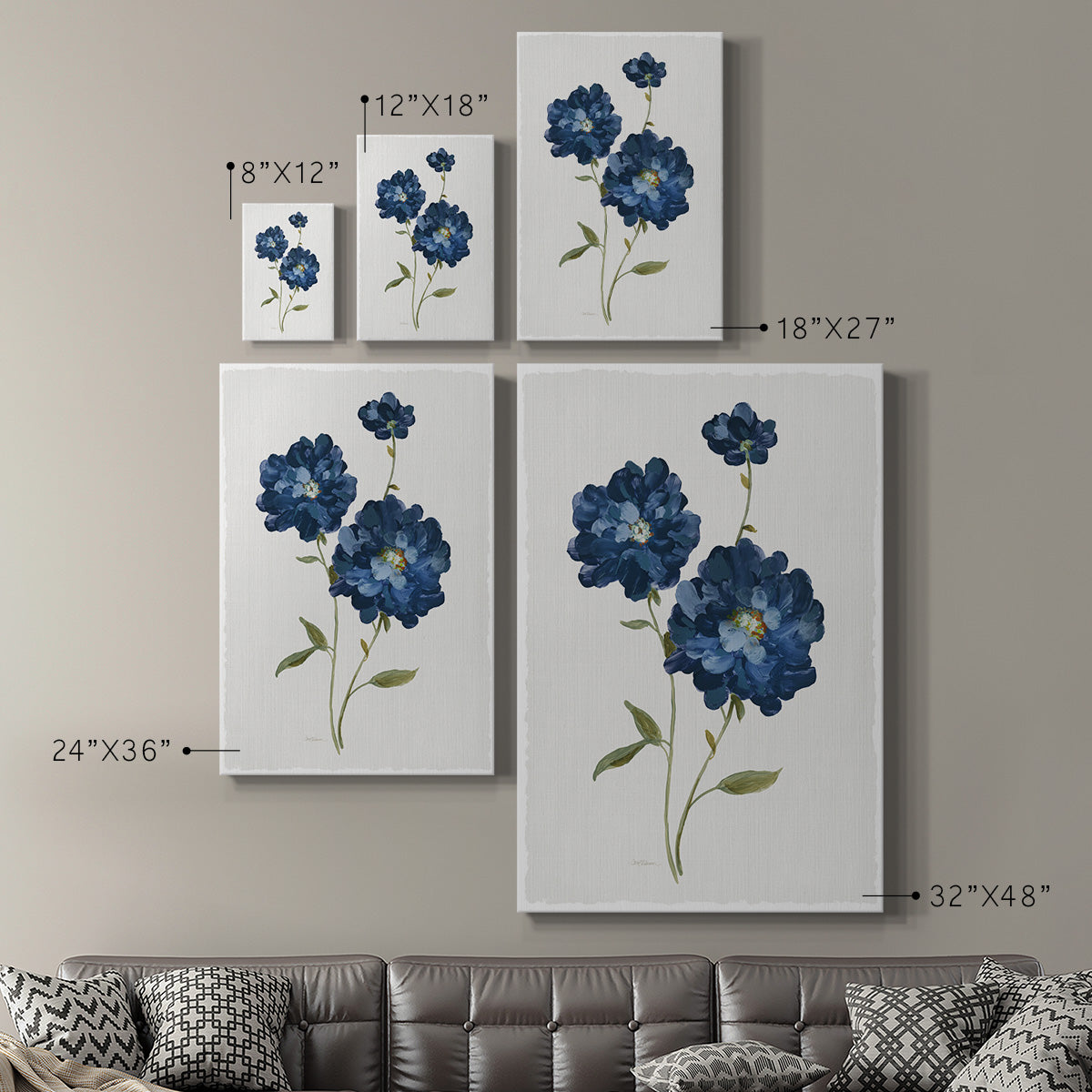 Blue Mums Premium Gallery Wrapped Canvas - Ready to Hang