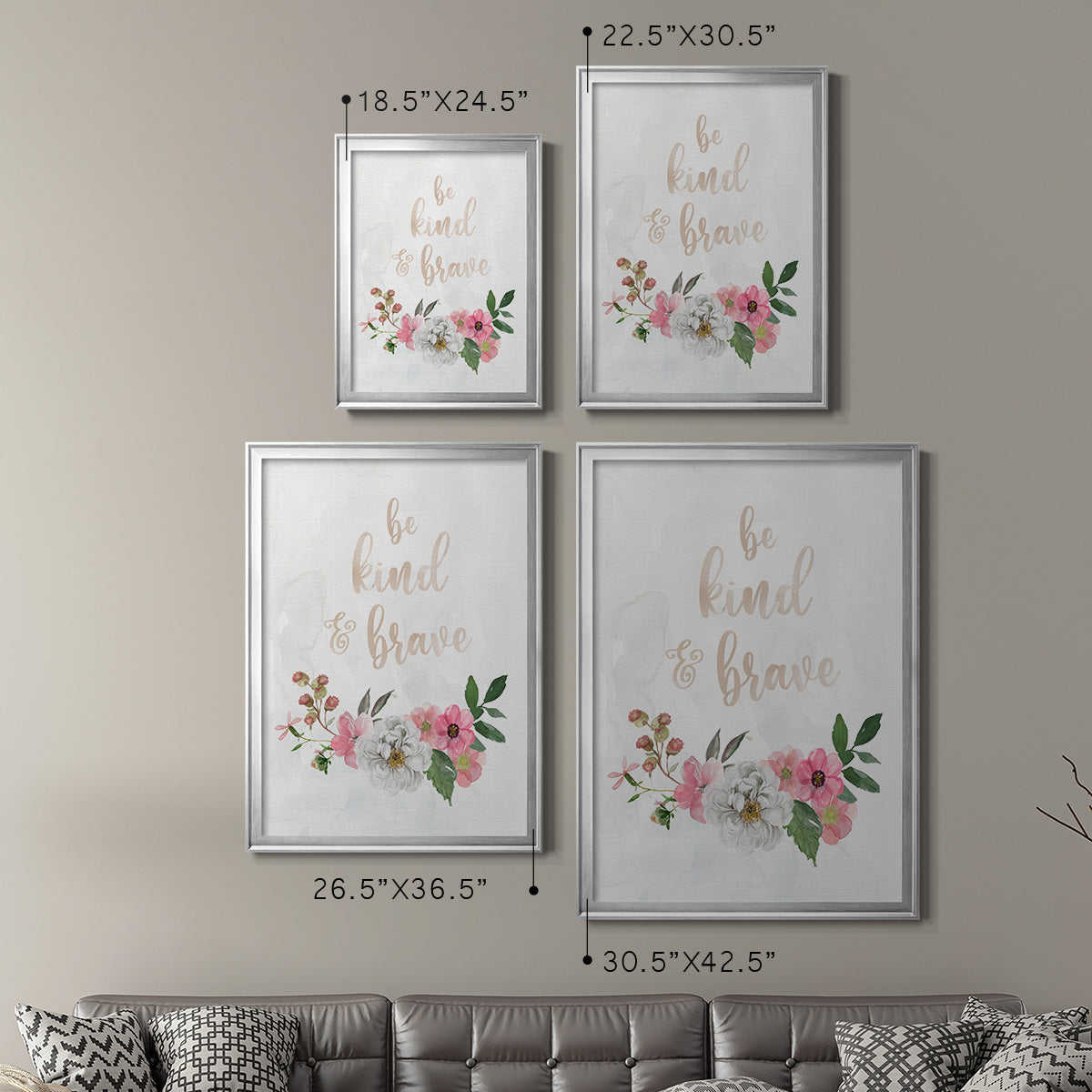 Be Kind and Brave Premium Framed Print - Ready to Hang
