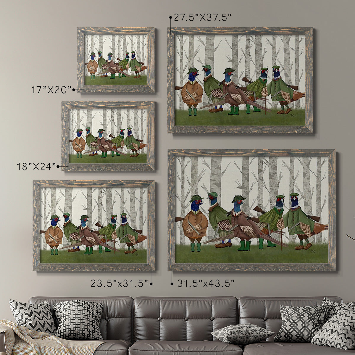 Pheasant Shooting Party Group 3-Premium Framed Canvas - Ready to Hang