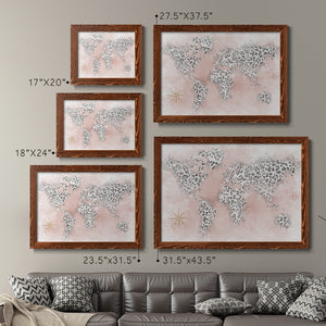 Pink Cheetah Map-Premium Framed Canvas - Ready to Hang