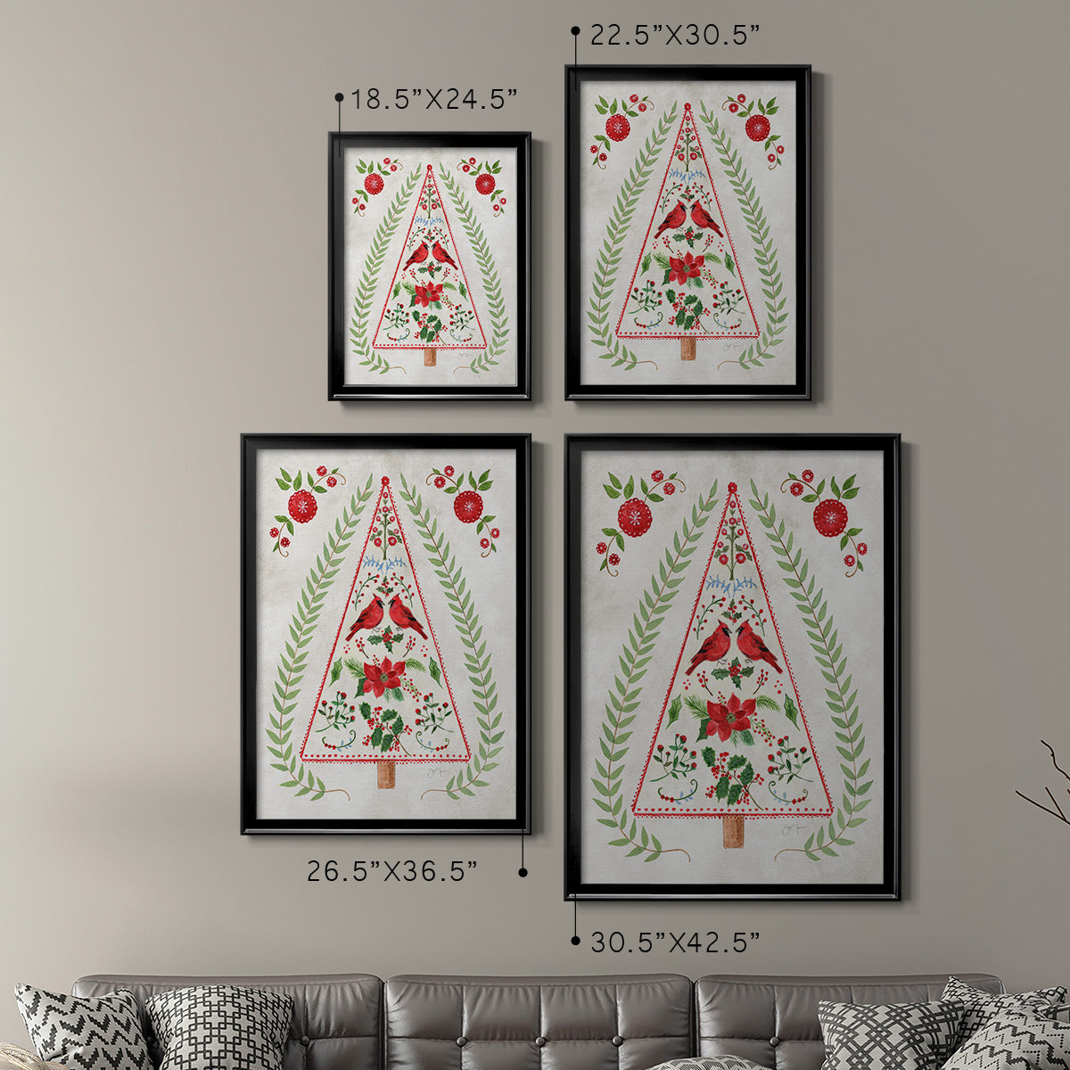 Christmas Folk Tree Premium Framed Print - Ready to Hang