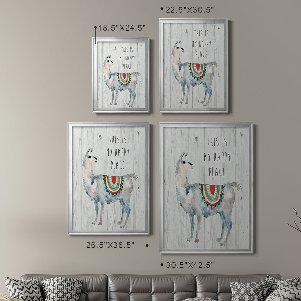 Llama Happy Place Premium Framed Print - Ready to Hang