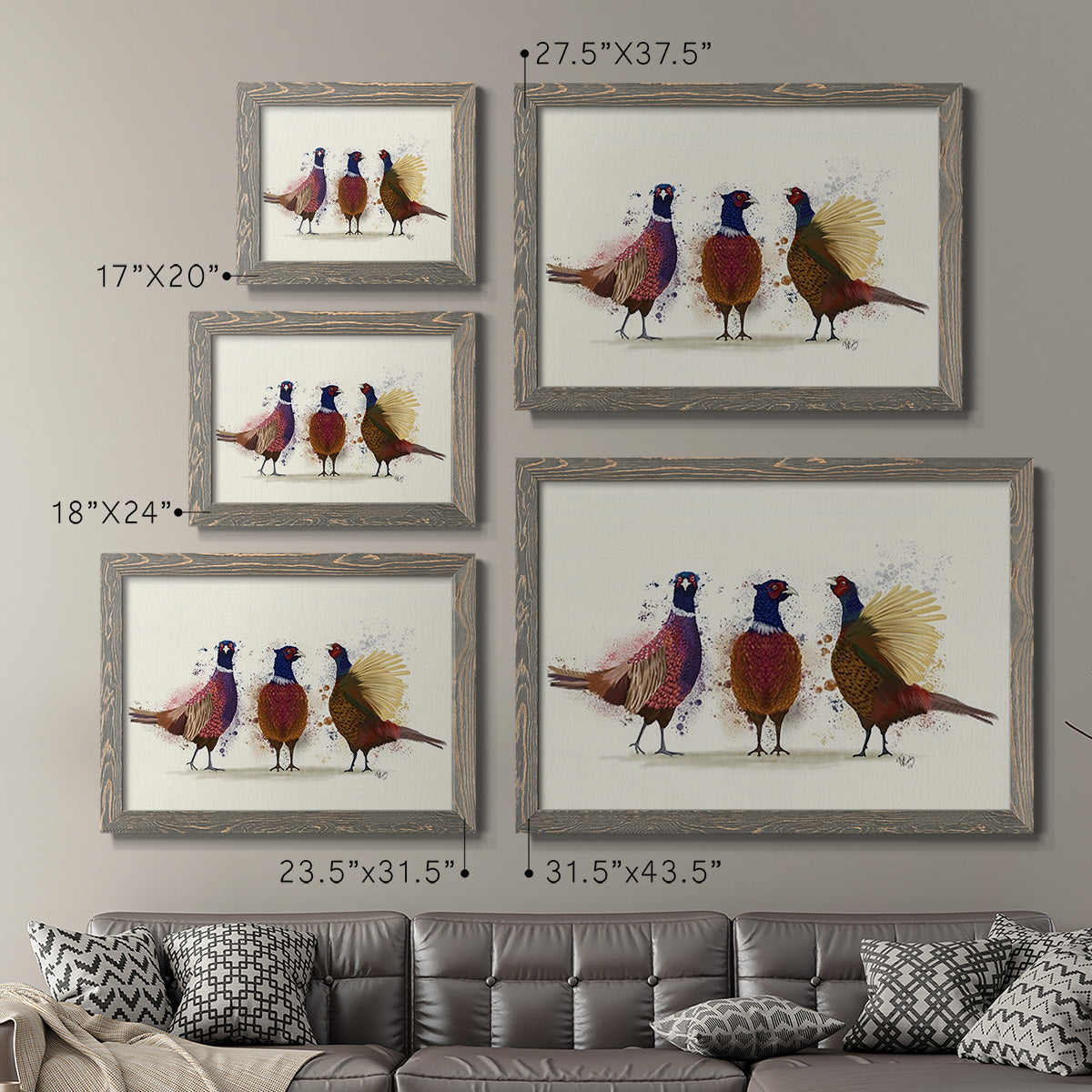 Pheasant Trio-Premium Framed Canvas - Ready to Hang