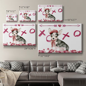 Puppy Valentine Collection A Premium Gallery Wrapped Canvas - Ready to Hang