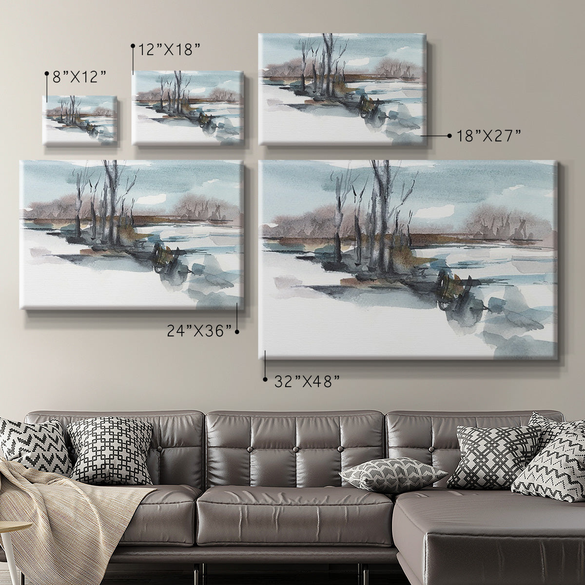 Winter Stream Watercolor II Premium Gallery Wrapped Canvas - Ready to Hang