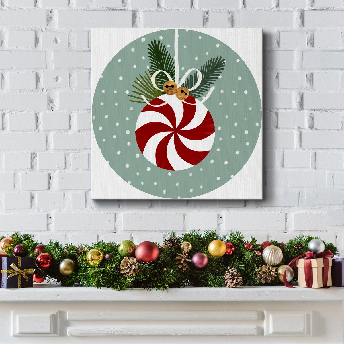 Peppermint Snowman Collection C-Premium Gallery Wrapped Canvas - Ready to Hang