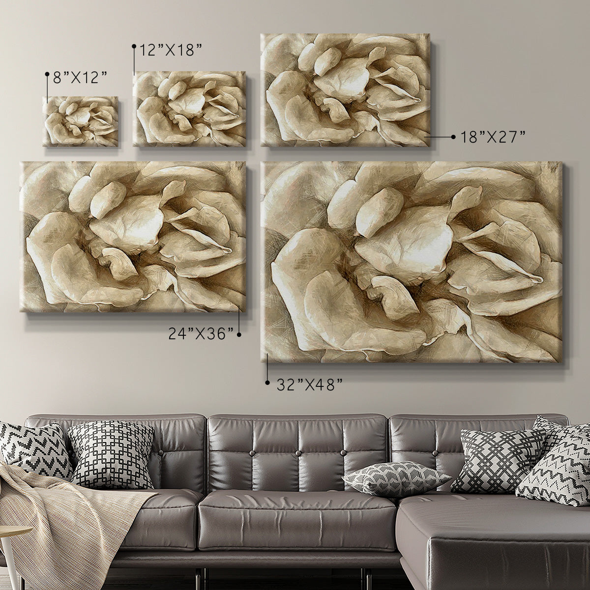 Neutral Wall Flower II Premium Gallery Wrapped Canvas - Ready to Hang