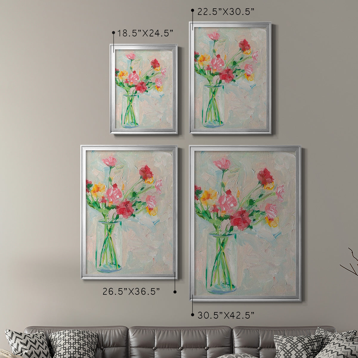 Painterly Soft Bouquet I Premium Framed Print - Ready to Hang