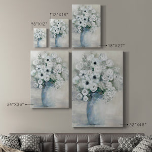 White Anemone Bouquet Premium Gallery Wrapped Canvas - Ready to Hang