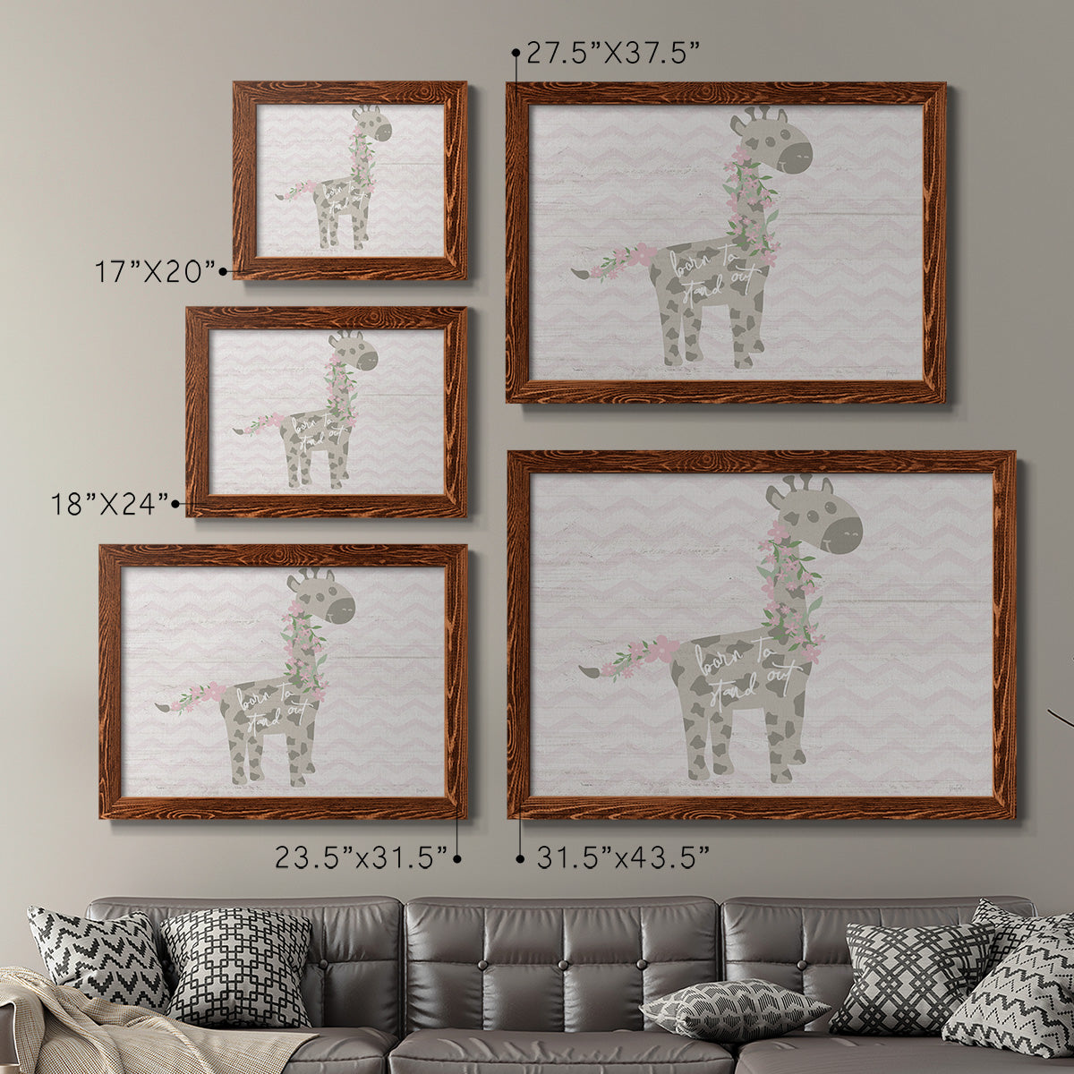 Floral Giraffe-Premium Framed Canvas - Ready to Hang