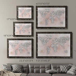 Pink Cheetah Map-Premium Framed Canvas - Ready to Hang