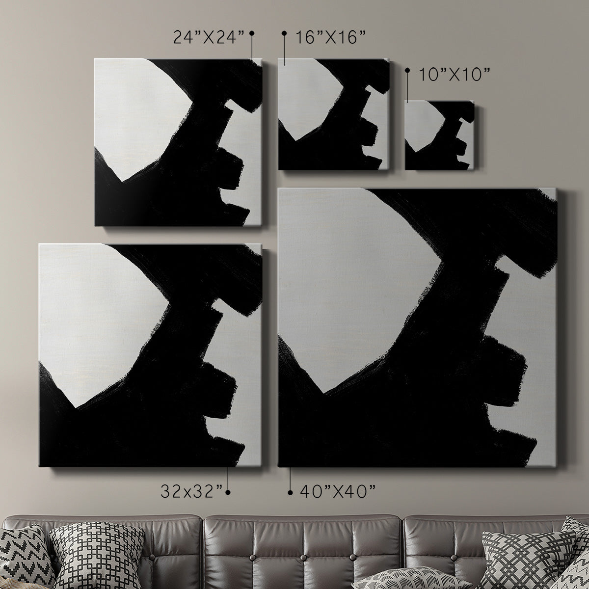 Block Brushwork V-Premium Gallery Wrapped Canvas - Ready to Hang