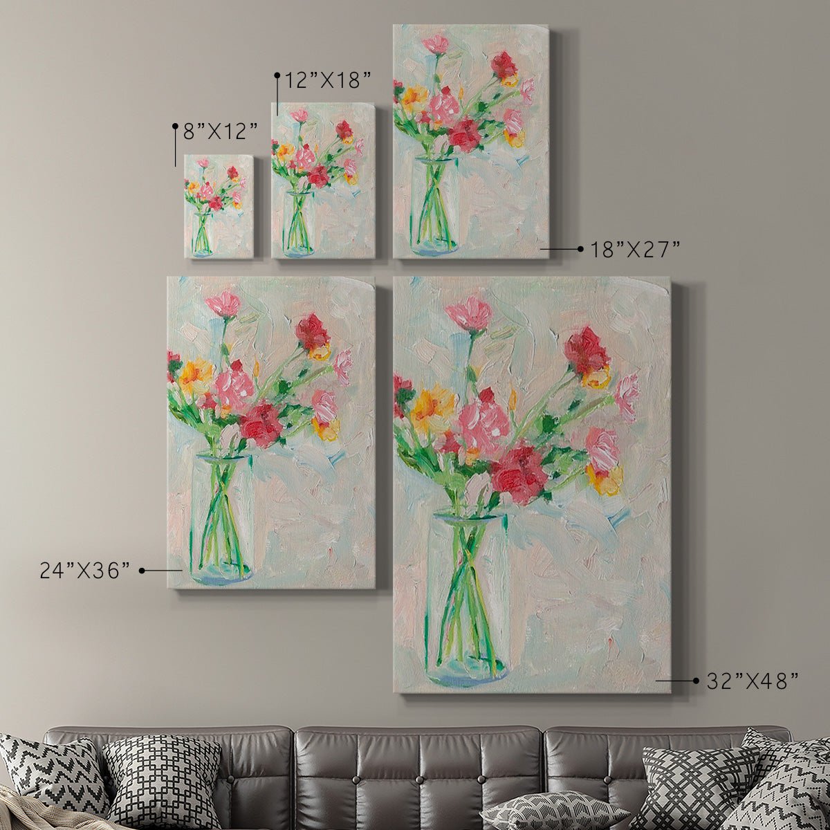 Painterly Soft Bouquet I Premium Gallery Wrapped Canvas - Ready to Hang