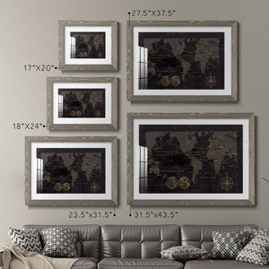 Black Gold Map-Premium Framed Print - Ready to Hang