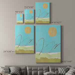 Green and Gold Pieced Landscape II Premium Gallery Wrapped Canvas - Ready to Hang