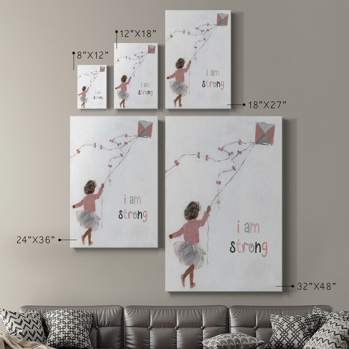 Girl Flying Kite Premium Gallery Wrapped Canvas - Ready to Hang