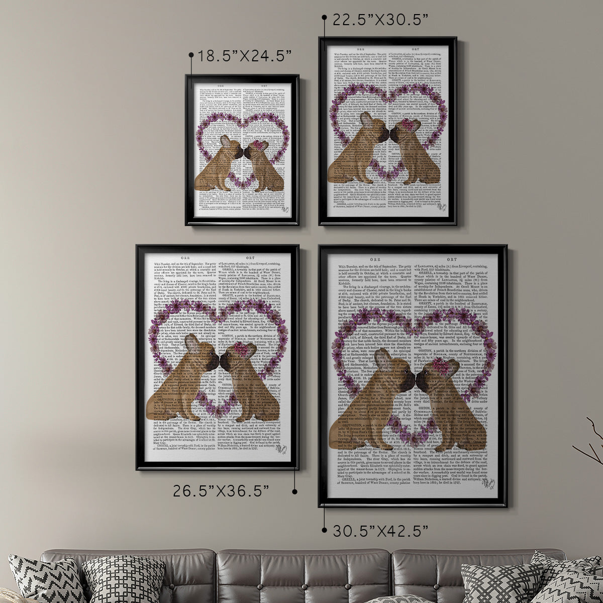 French Kiss and Flower Heart Premium Framed Print - Ready to Hang