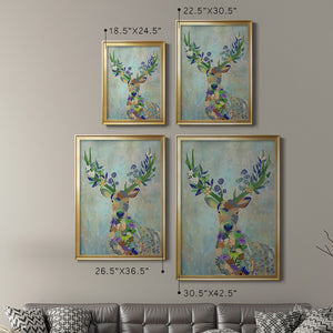 Fantastic Florals Deer, Portrait Premium Framed Print - Ready to Hang