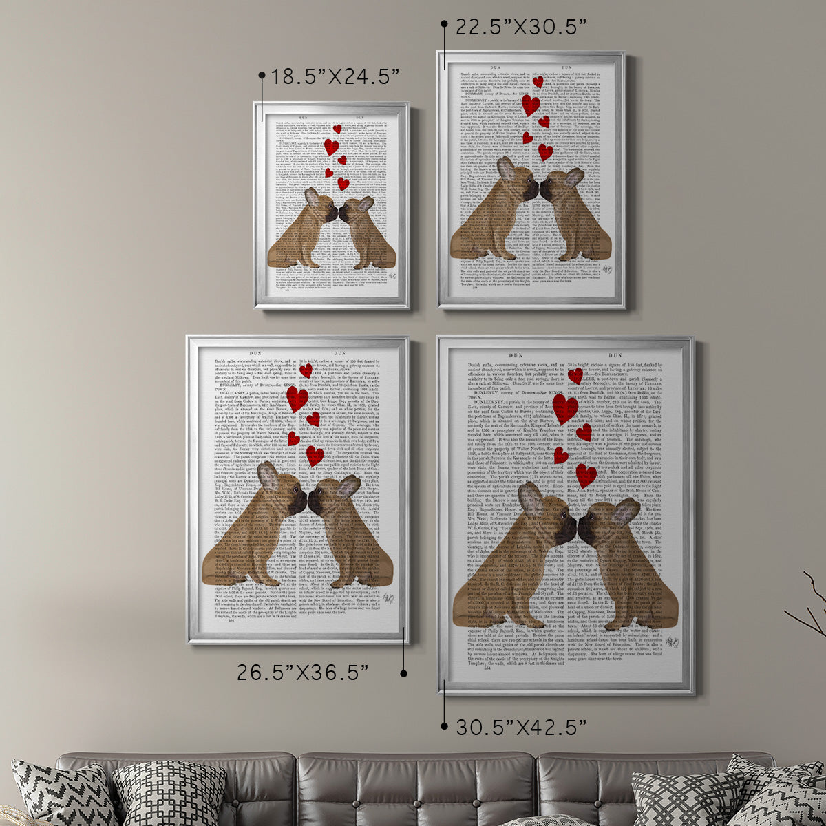 French Kiss and Hearts Premium Framed Print - Ready to Hang