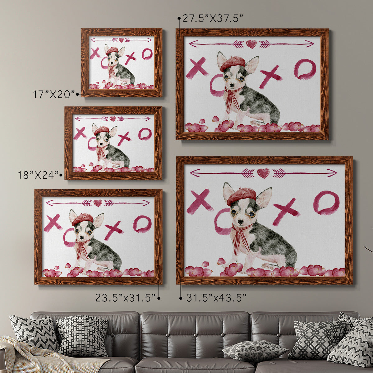 Puppy Valentine Collection A-Premium Framed Canvas - Ready to Hang