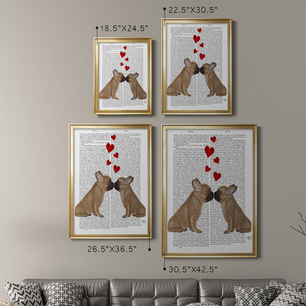 French Kiss and Hearts Premium Framed Print - Ready to Hang