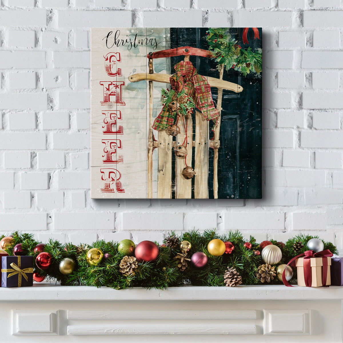 Christmas Cheer Sled-Premium Gallery Wrapped Canvas - Ready to Hang