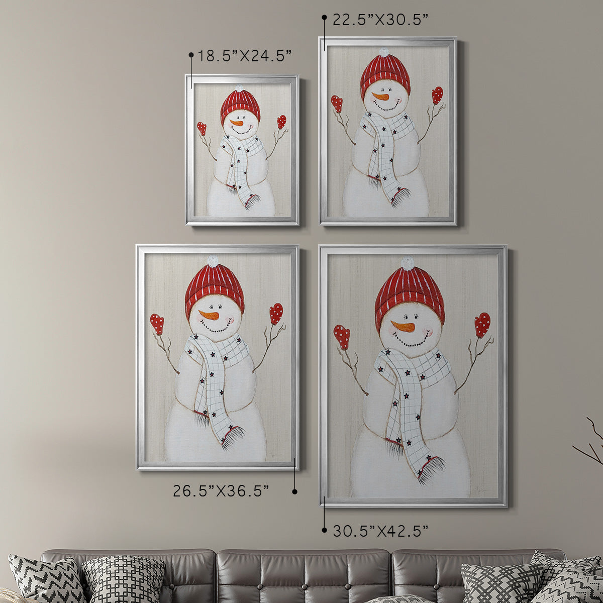 Festive Snowman III Premium Framed Print - Ready to Hang