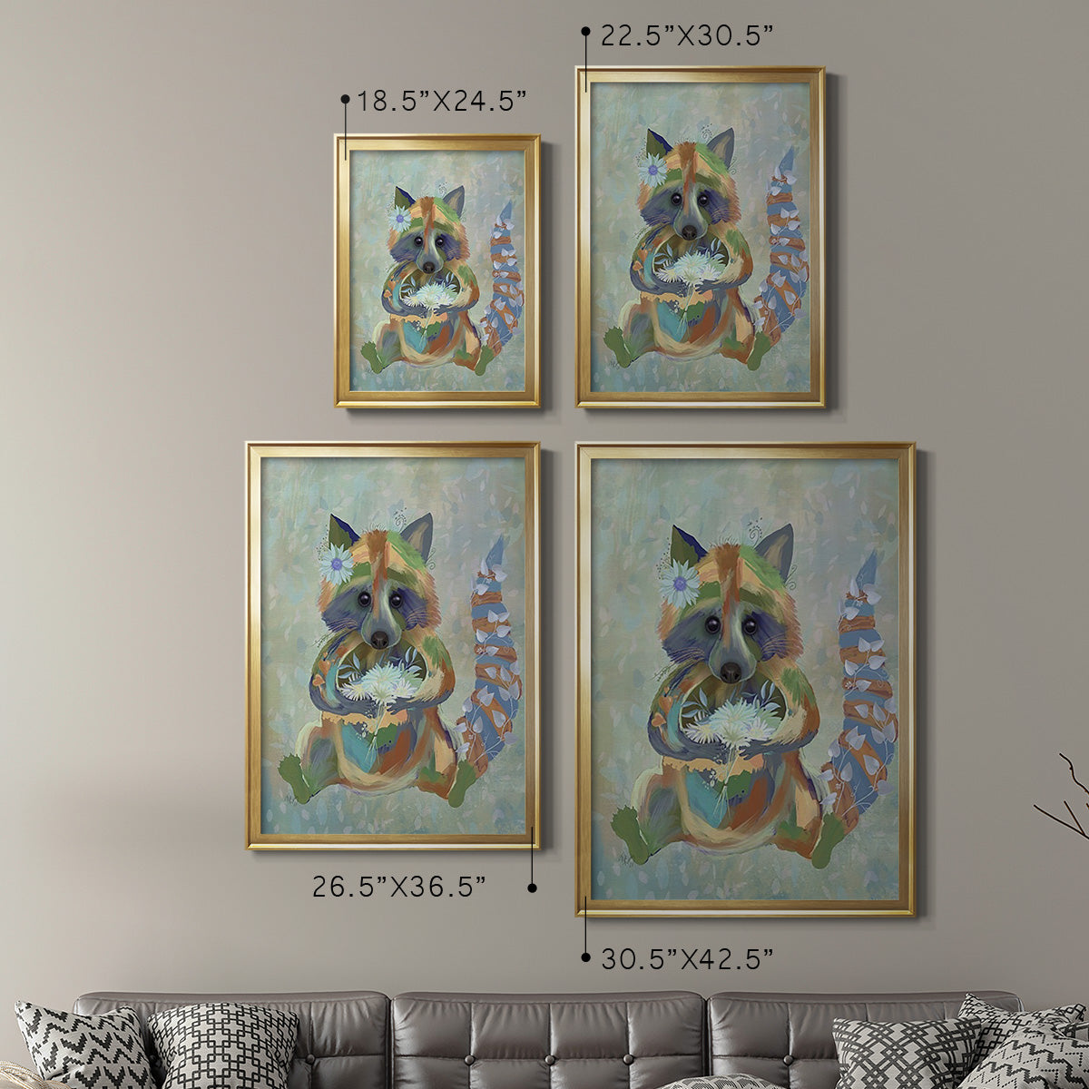 Fantastic Florals Raccoon Premium Framed Print - Ready to Hang