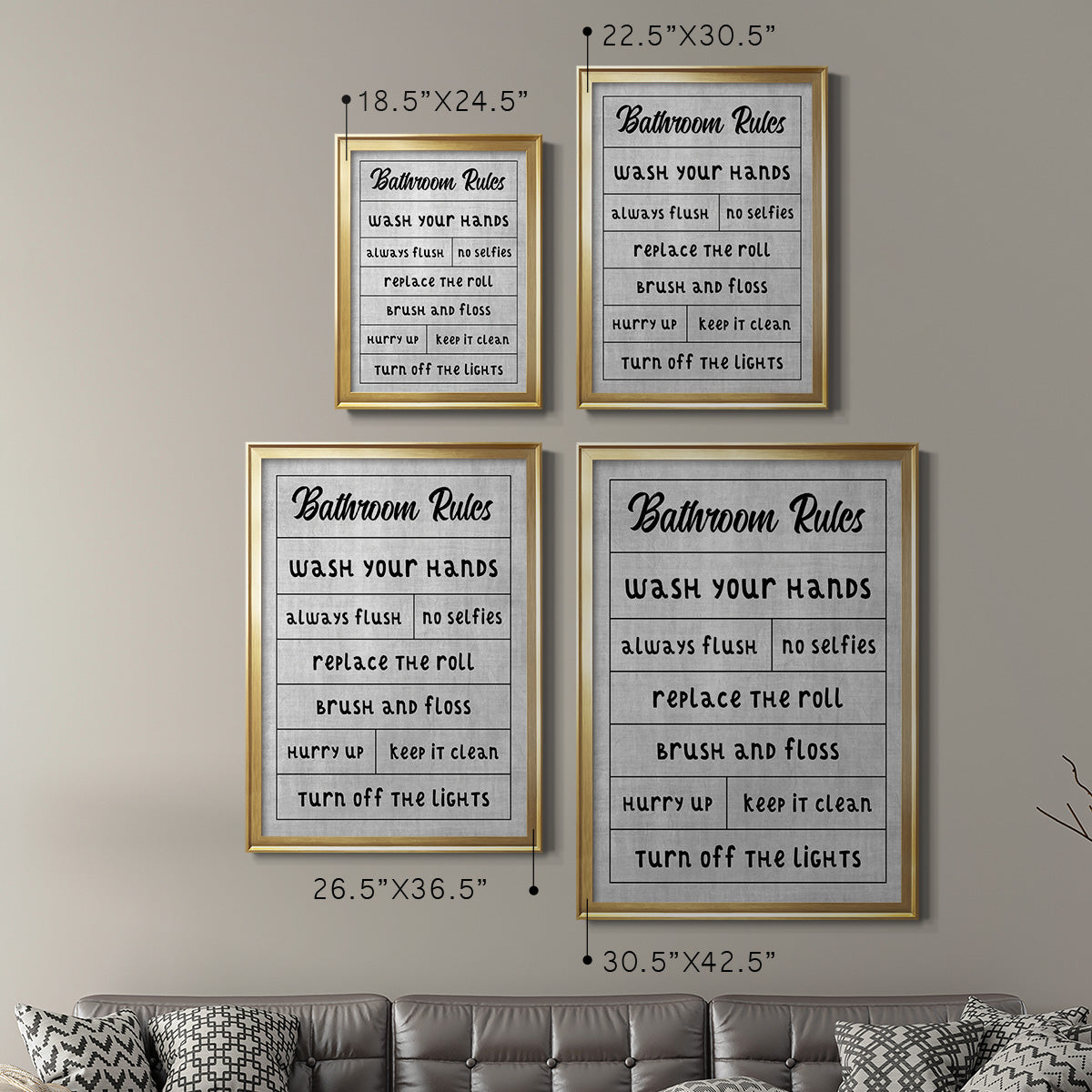 Simple Bathroom Rules Premium Framed Print - Ready to Hang