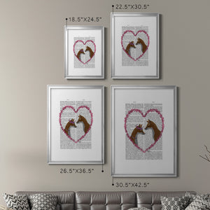 Foxes in Pink Heart Premium Framed Print - Ready to Hang