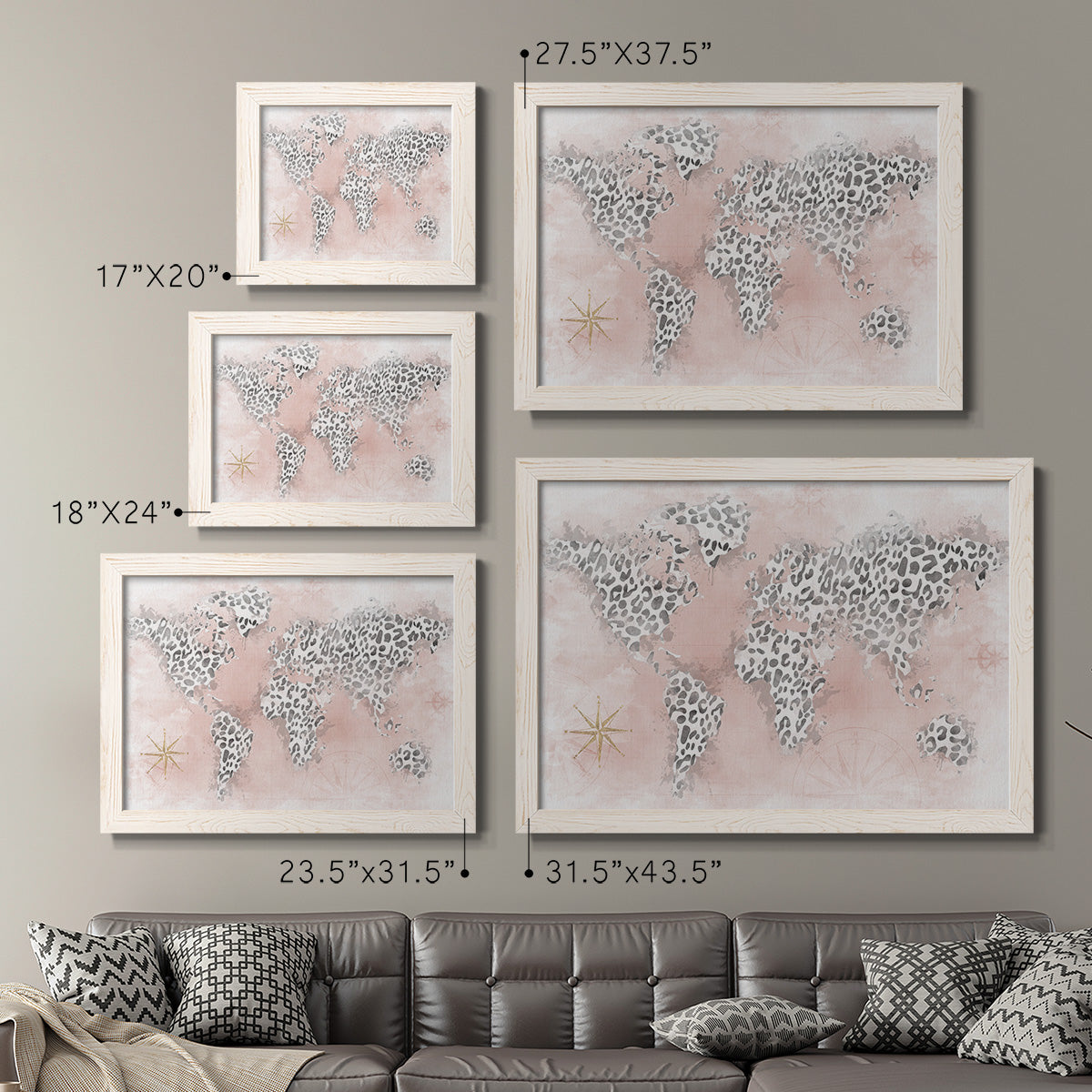 Pink Cheetah Map-Premium Framed Canvas - Ready to Hang