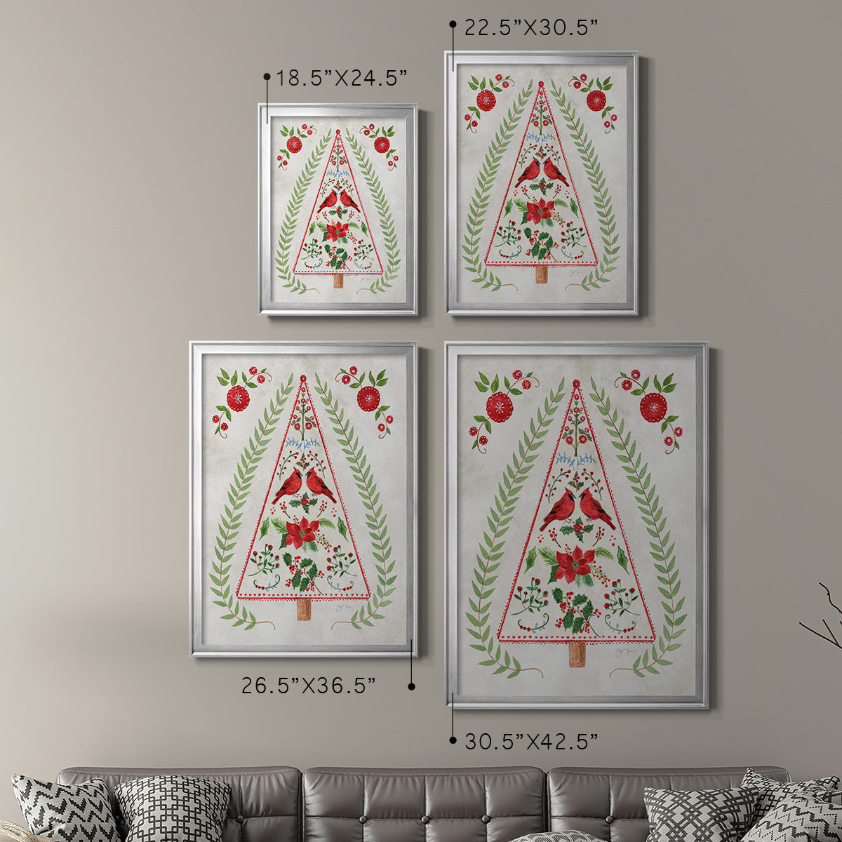 Christmas Folk Tree Premium Framed Print - Ready to Hang