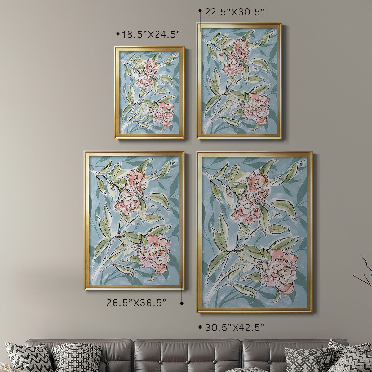 Faded Camellias I Premium Framed Print - Ready to Hang