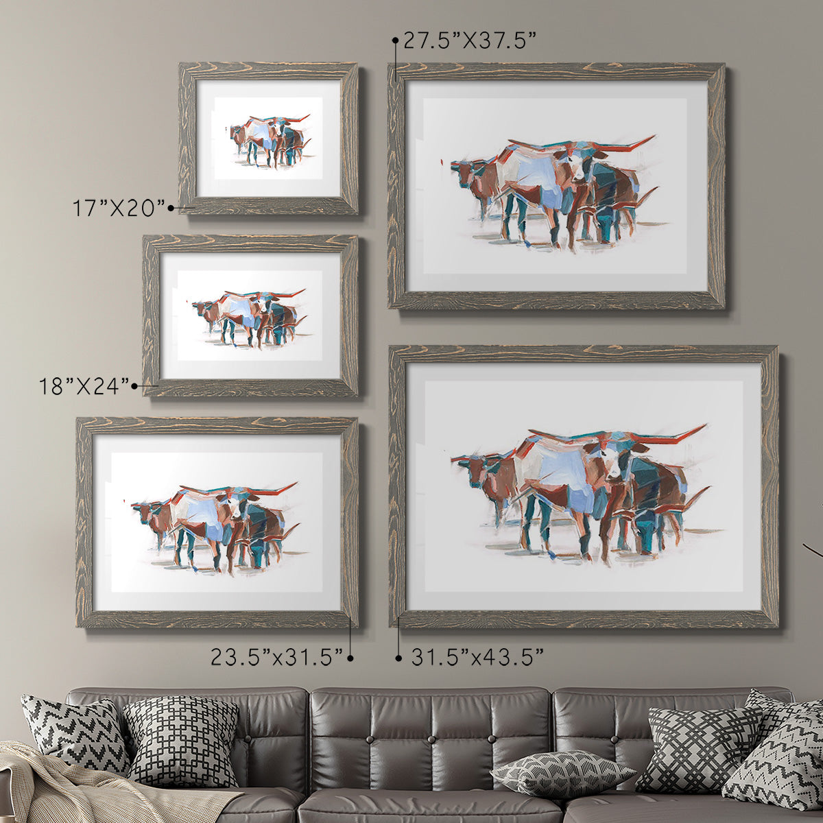 Modern Longhorns II-Premium Framed Print - Ready to Hang