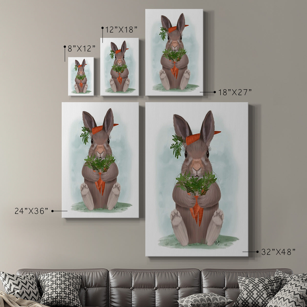 Rabbit Carrot Hug Premium Gallery Wrapped Canvas - Ready to Hang