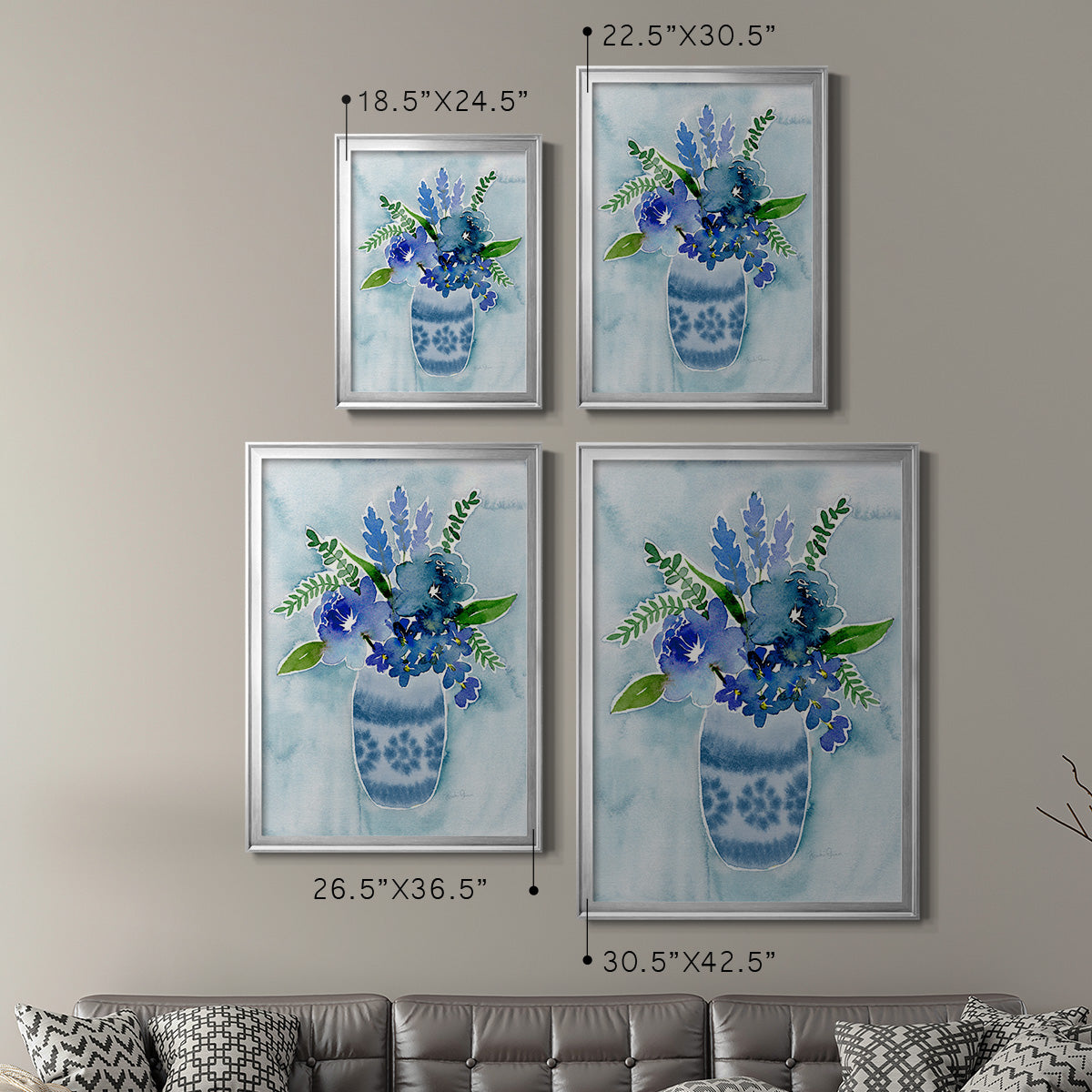 Blue Bouquet II Premium Framed Print - Ready to Hang
