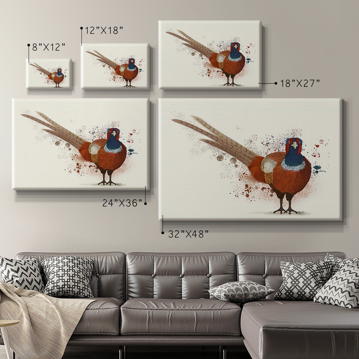 Pheasant Splash 7 Premium Gallery Wrapped Canvas - Ready to Hang