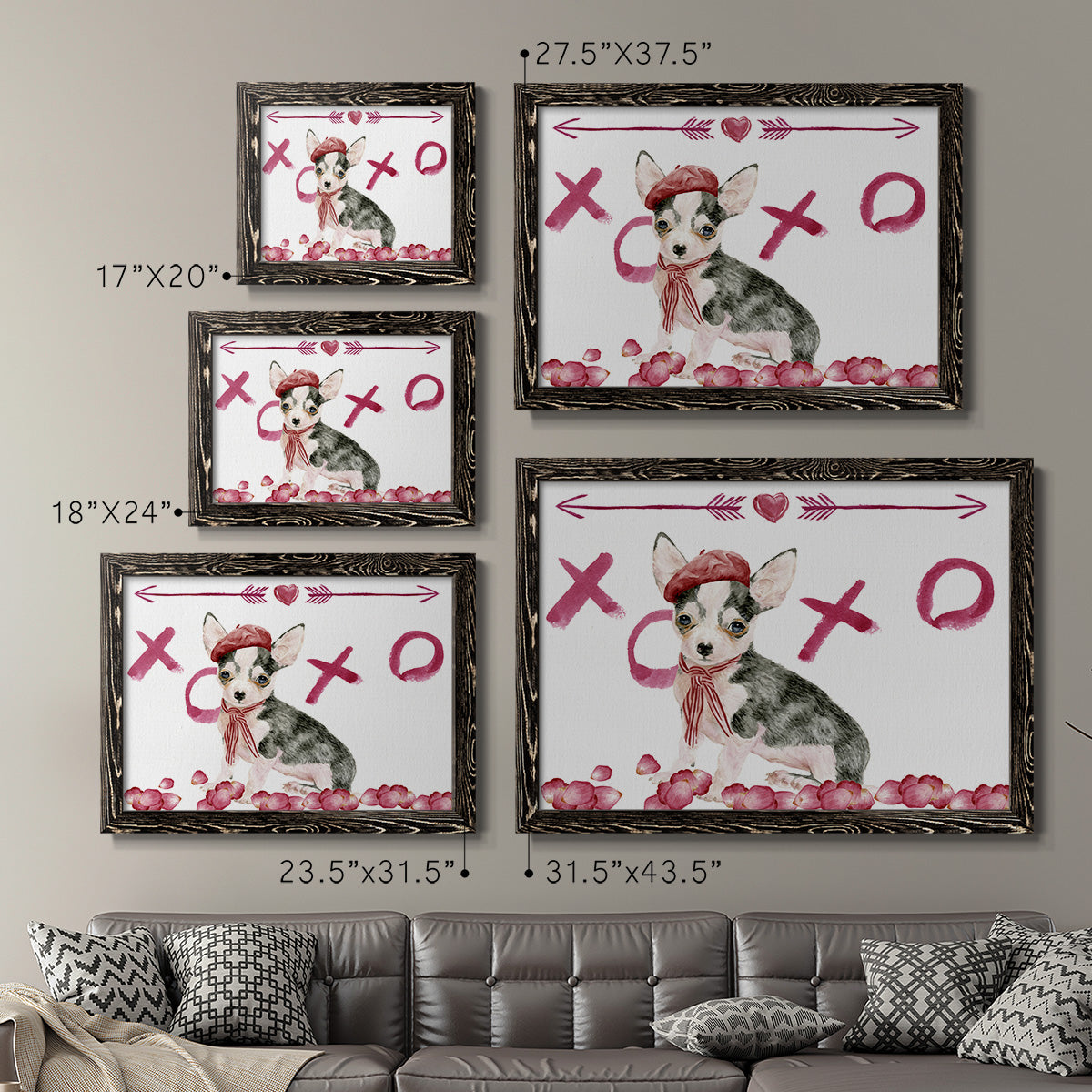 Puppy Valentine Collection A-Premium Framed Canvas - Ready to Hang